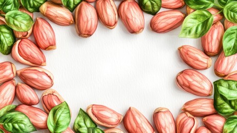 杏仁绿叶的装饰边框