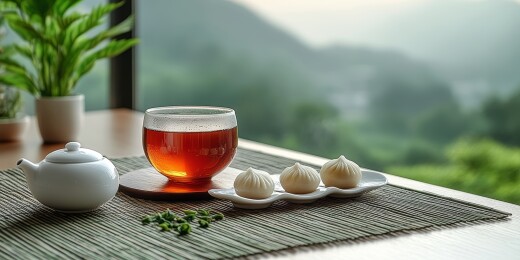 茶盘茶点伴绿植静享时光