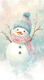 戴帽围脖雪人萌态可掬