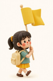 孩子留学旗帜游玩举旗