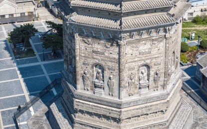 辽宁省锦州市古塔区广济寺塔航拍