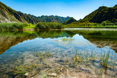北京市门头沟，夏天的永定河景色