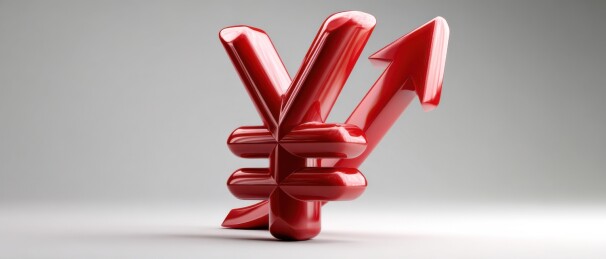 红色日元符号与箭头