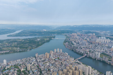 重庆市合川区城市全景鸟瞰航拍