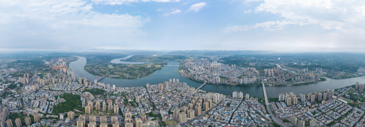 重庆市合川区城市全景鸟瞰航拍