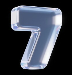 黑底炫彩透明水晶玻璃质感数字7