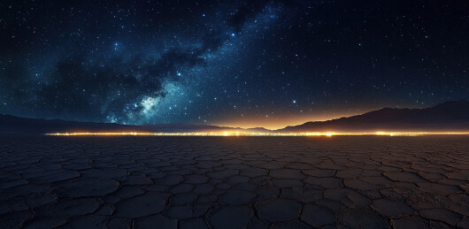 星空银河下的盐湖