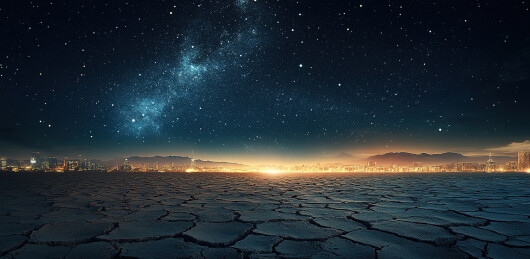 星空银河下的盐湖