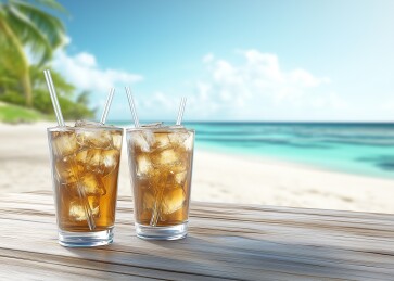 海滩上的冰茶