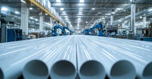 工厂内机械臂与管材生产场景