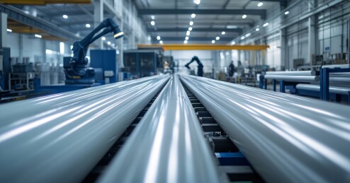 工厂内机械臂与管材生产场景