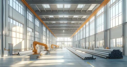 工厂内机械臂与管材生产场景