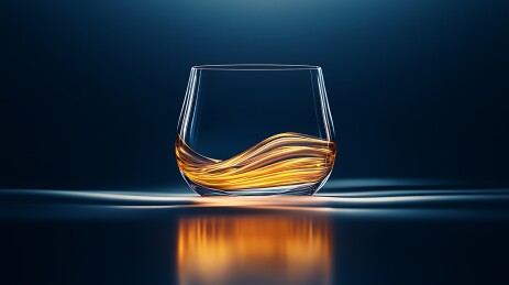 琥珀色酒液玻璃杯