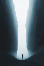 峡谷中的孤独行者
