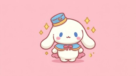 可爱卡通小狗粉色系梦幻场景