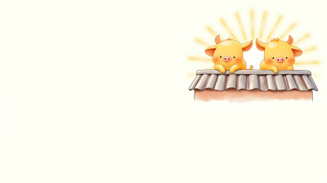 两只可爱小猪依偎在金币袋上2D卡通