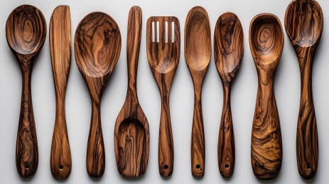精美木质餐具展示