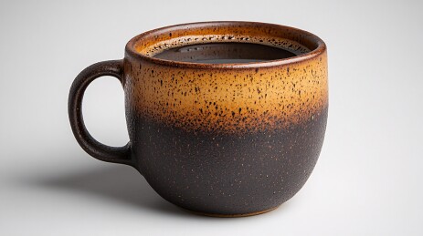 陶制咖啡杯特写