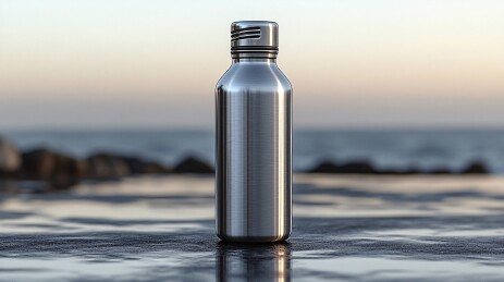 海边的不锈钢水瓶