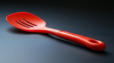 红色塑料漏铲特写