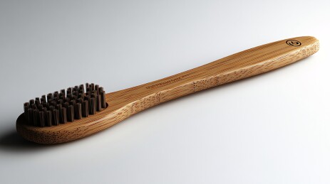 竹制长柄刷子特写