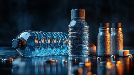 光影下的水瓶与小瓶