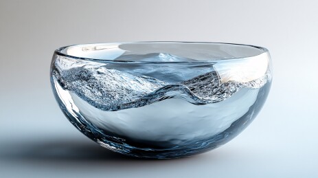 碗中山水景象插画