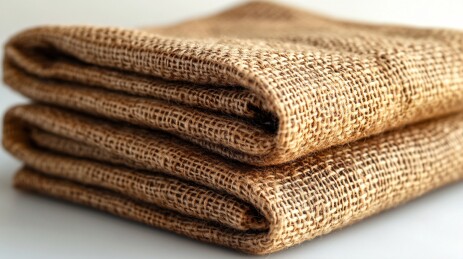 折叠麻布织物特写