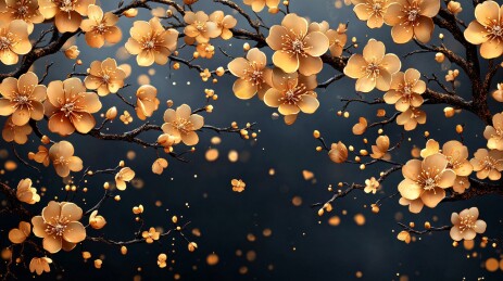 金色繁花插画背景