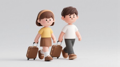 卡通旅行情侣形象