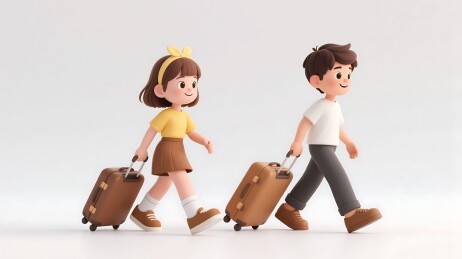 卡通旅行情侣形象