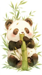 熊猫吃竹子的可爱瞬间