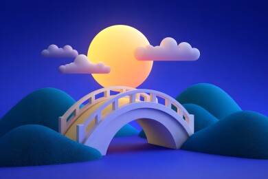 七夕情人节鹊桥相会的场景插图
