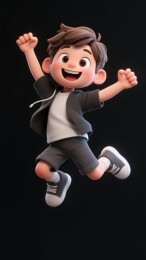 免扣素材跳起来的男孩人物