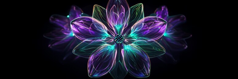 量子花朵科技感静物场景