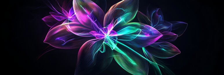 量子花朵科技感静物场景