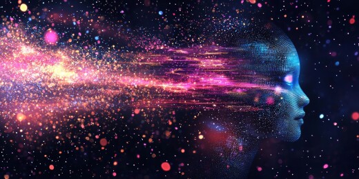 人物轮廓炫彩风科幻场景