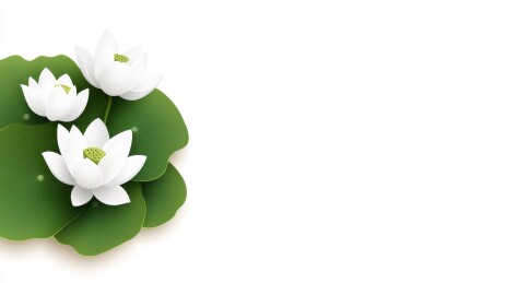 白莲花绿叶背景图
