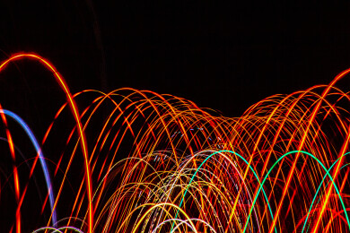 抽象曲线构图的彩色光线延时轨迹摄影