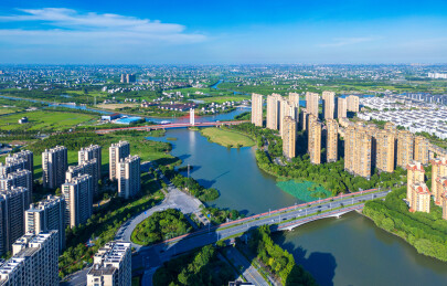 浙江省嘉兴平湖市东方大桥城市环境