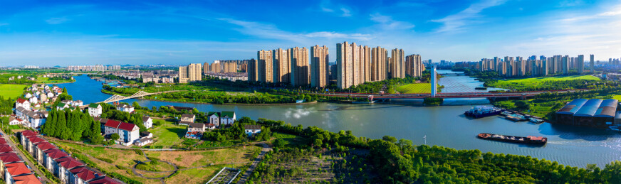 浙江省嘉兴平湖市东方大桥城市环境
