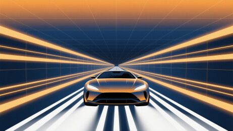 汽车在带有光影效果的隧道中行驶