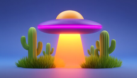 不明飞行物UFO的三维插画
