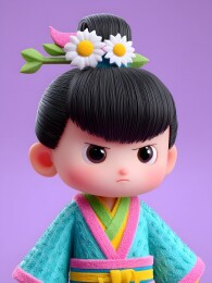 古风男孩的3D渲染插画