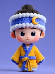 古风男孩的3D渲染插画