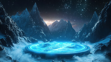 星空下的雪山和雪山