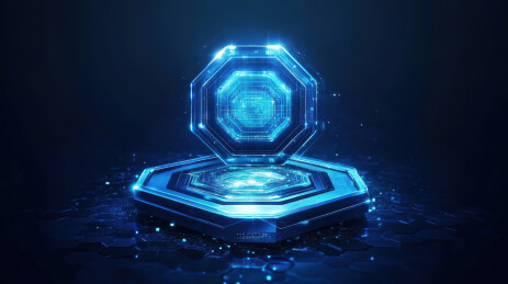 蓝色背景下抽象图案的特写镜头