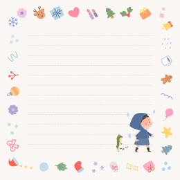 卡通图案孩子穿雨衣便签纸记事本教育类边框