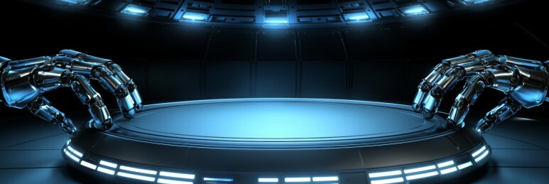 科技廊道冷色调数码场景