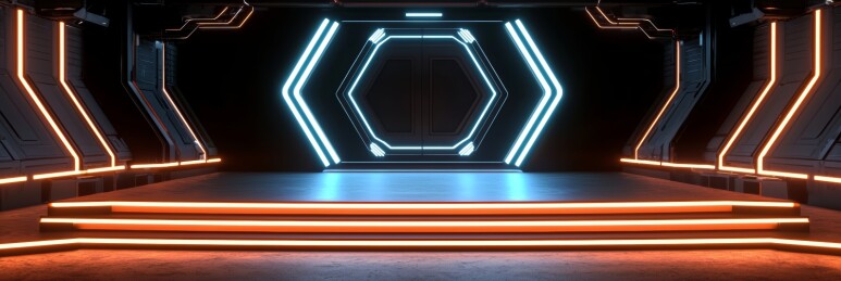 科技廊道冷色调数码场景